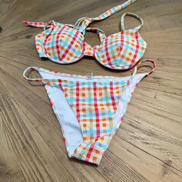 Plaid high waisted bikini size large - Picture 2 of 4